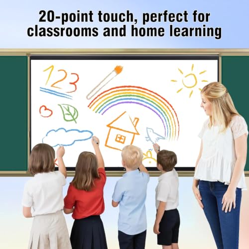 75" 4K Interactive Smart Whiteboard, Touchscreen TV, Digital Whiteboard for Office & Classroom - Android & Windows Dual System, Wireless Screen Sharing for Meetings & Teaching - Wall Bracket Included