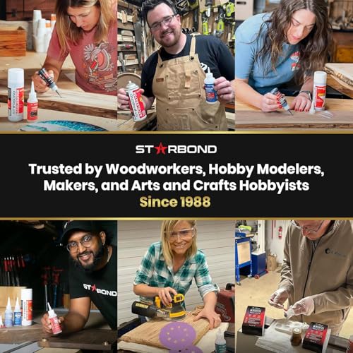 STARBOND Knot Filler System – 2 oz Black and 2 oz Brown Medium-Thick CA Glue with 6 oz Accelerator Spray – Instant Crack & Void Repair for Woodworking, Woodturning, Sandable Finish