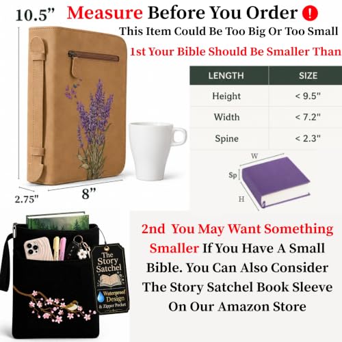 The Joyful Vegan Leather Bible Cover Case for Women with Zipper Lavender