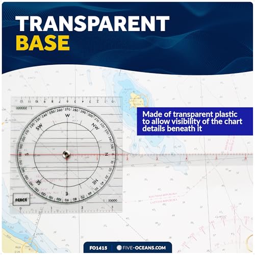 Five Oceans One-Arm Nautical Protractor Tool for Navigation Charts - FO1415
