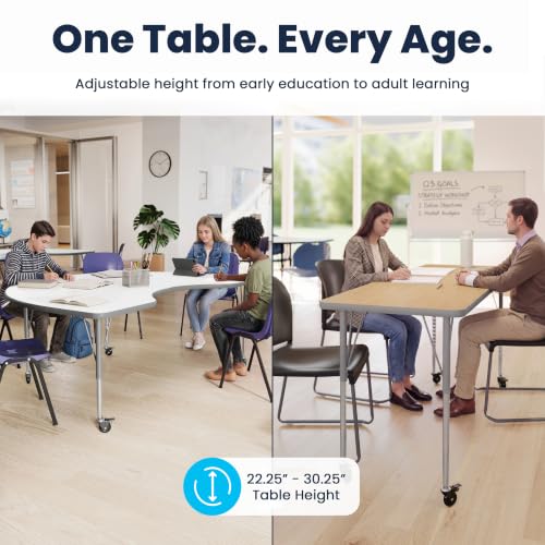 Flash Furniture 48" x 24" Adjustable Activity Table, Light NAT, Casters