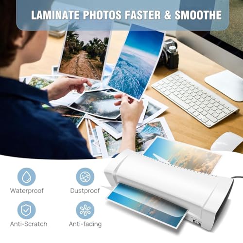 Thermal & Cold Laminating Laminate Machine,200W Laminator Machine with Hot and Cold Function,Abs Anti-Jam Button