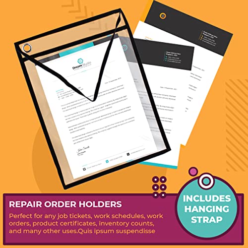 Versa-Tags Repair Order Holders, 10.8" x 14.5", Clear, 25-Pack