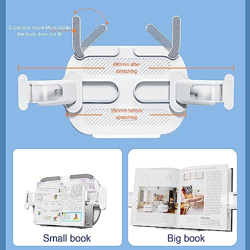 Book Stand for Reading, Book Stand in Bed, Height & Flat Plate Adjustable, Non-Slip, for Books, Sheet Music, Tablets, Mobile Phones, for Bay Window, Desktop, Sofa, Floor, Easy to Move