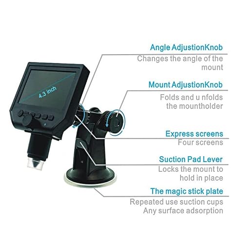 Microscope Accessories Kit G600 600x 4.3 inch Digital Electronic Microscope for Phone PCB Repair 8 LED LCD Magnifying Motherboard Parts Microscope Slides