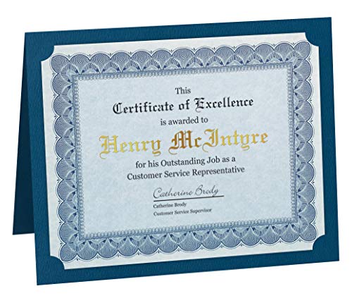 PaperDirect Blue Certificate Jackets - Pack of 50, 9.5 x 12, Gold Double Foil Border - Perfect for Diplomas, Employee Recognition, Volunteer Appreciation, Award Ceremonies, Birthdays