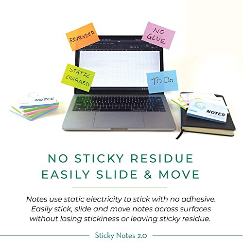 Self-Stick Notes 8x4 inch | Sticks to Any Surface Without Glue | Reusable White Dry Erase | Great for Classroom and Home Office (Assorted Colors, 8x4 inches)