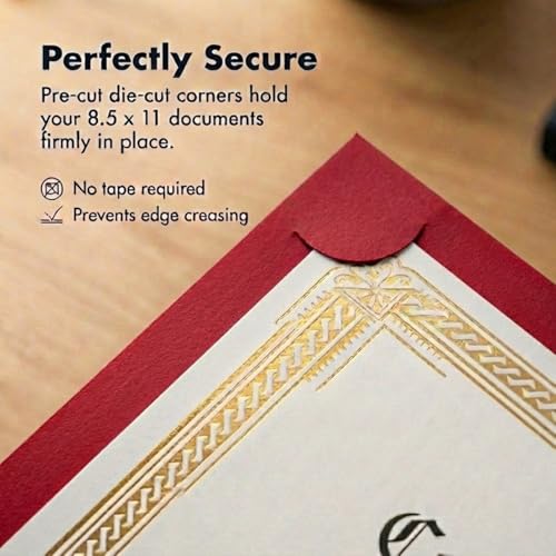 PaperDirect Excellence Certificate Jackets, 9 Inches x 12 Inches Folded, Red with Gold Foil, Certificate Cover for School, Work, Diplomas, Graduation & Awards, Certificate Holder, 50 Count