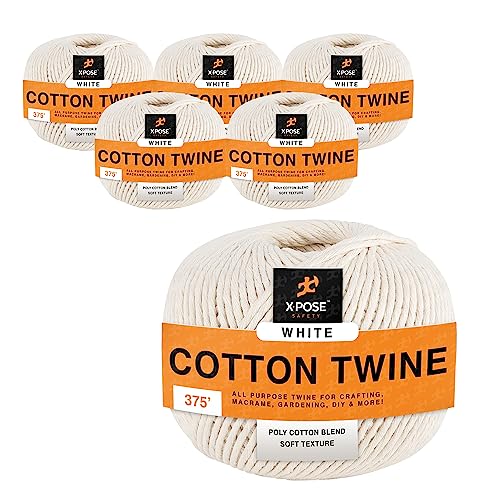 Cotton Twine - Food Grade Cotton String Ball - Bakers, Butchers Twine for Meat, Cooking Twine for Rotisserie, Kitchen - Natural White String Line for Crafts, Gift Wrapping Pack of 6