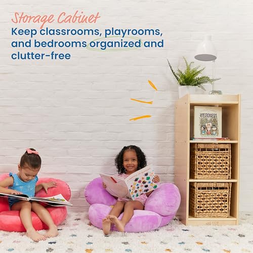 ECR4Kids 3-Cube Double-Sided Vertical Storage Organizer, Classroom Furniture, Natural