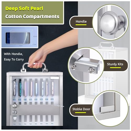 UHRLGHS Storage Box,Slot Box,Mobile Phone Storage Box,Lock Box Phone,Wall Mount Storage Box,Cell Phone Holder Classroom,Wall-Mounted(Silver 48Slots)