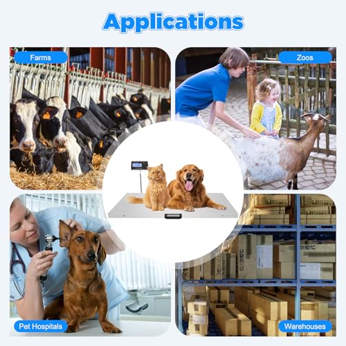 40'' x 20'' Large Livestock Vet Scale, 1100 Lbs Heavy Duty Digital Livestock Platform Scale Stainless Steel Platform Electronic Postal Shipping Scale for Vet Animal Pet Cat Dog Cattle