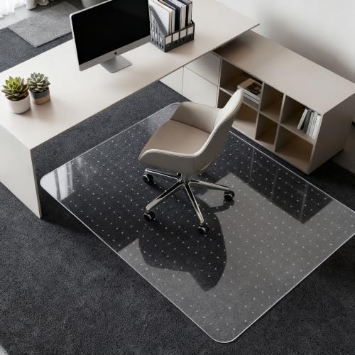 Kuyal Desk Chair Mat for Carpet, 30'' x 48'' Rectangle Transparent Mats
