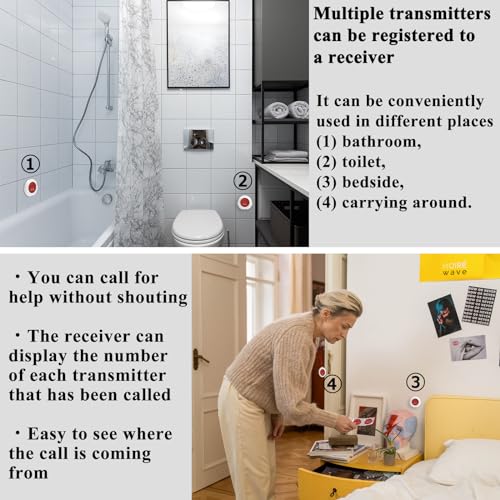 CYSSJF Wireless Caregiver Pager Elderly Call Button Plug-in Nurse Call Bell Light System with LED Number Display Panic Buttons for Seniors / Patient / Disabled at Nursing Home, Hospital, Clinic