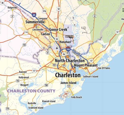 South Carolina Laminated Wall Map (48" wide x 38" high)
