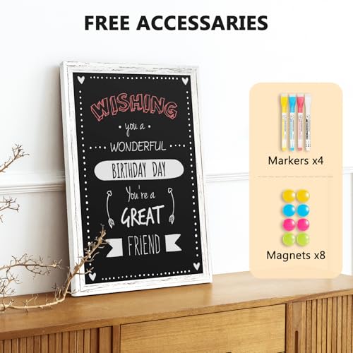 Chalk Board 36x24 Rustic Wood Framed Magnetic Blackboard for Wall Décor