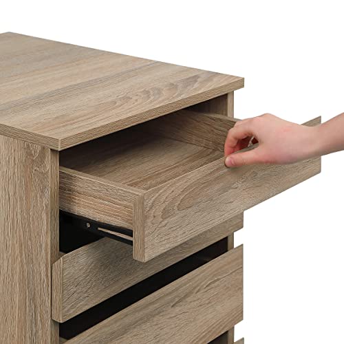 OSP Home Furnishings Holly 4-Drawer Mobile Storage Cart for Home Office, River Tan Oak Finish