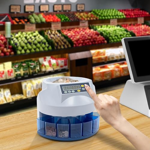 Electronic Coin Sorter Counter Machine, Automatic USD Coin Counter with LED Display, 330 Coins/min 500 Coins Capacity for Shops Supermarket