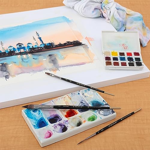 New York Central Oasis Synthetic Brush - Pointed Oval 1/2" - Handmade in Germany, Professional Watercolor Brushes with Ergonomic Handle, Soft, Absorbent Bristles for Artists
