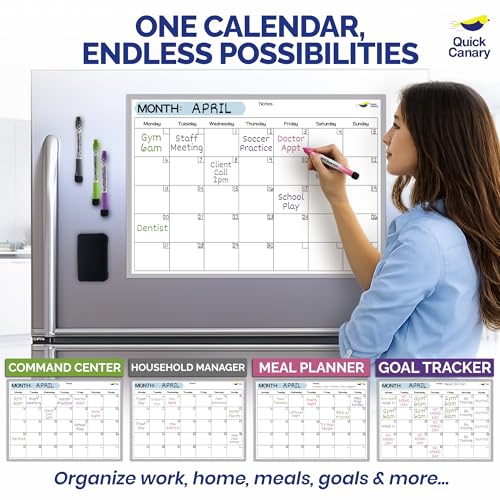 Large Magnetic Calendar for Refrigerator, Dry Erase Whiteboard Magnet