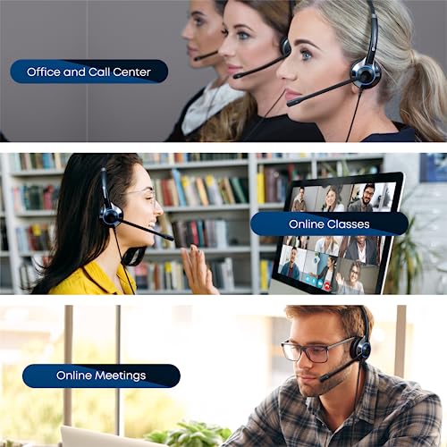 TruVoice HD-500 USB Premium Headset for The Office or Call Center – Works with All VoIP Phone Systems – Noise Canceling Microphone and HD Speakers