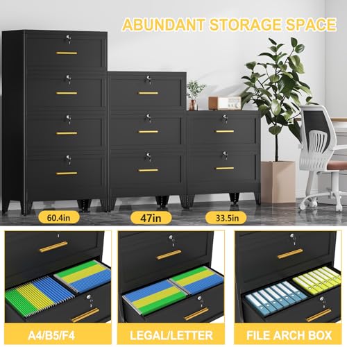 2 Drawer File Cabinet with Lock, Small Filing Cabinet for Home Office
