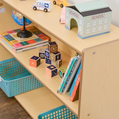Angeles Value Line Narrow 2-Shelf Storage, 36" L x 26" H, Kids Storage Organizer, Kids Bookshelf for Classroom, Playroom, Nursery, Montessori School, Natural