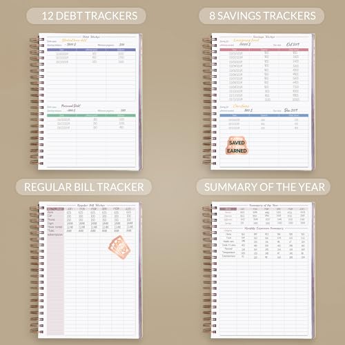GoGirl Budget Planner & Monthly Bill Organizer with Pockets, Seashell