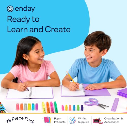 Enday Back to School Supplies for Kids, School Supply Box Grades K-5 (Purple, 12 Kits)