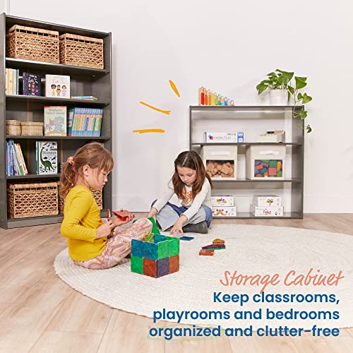 ECR4Kids 3-Shelf Double-Sided Storage Cabinet, 36in High, Grey Wash