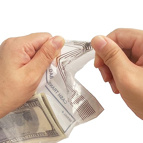 500 Pack Adsure Clear Plastic Small Bank Deposit Bags - 6"x9", Tamper Evident, Secure Money Bags for Currency, Coin, Checks, Receipts