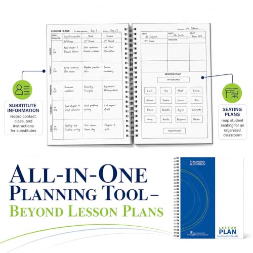 Casafoyer 6-Subject Lesson Plan Book for Teachers, 8.5x11 in, 40-Week Teacher Planner Book, Green/Blue, Case of 2