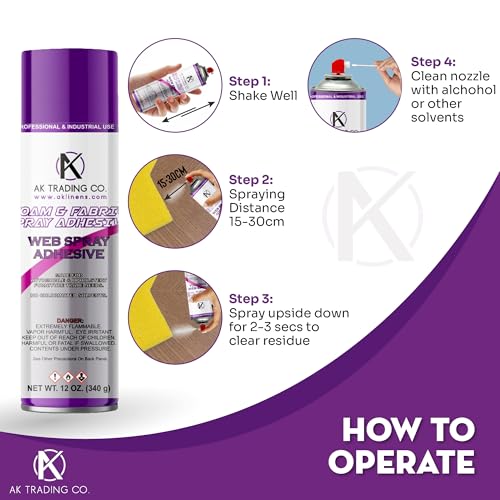 AK Trading Professional Quality General Multipurpose Spray Adhesive, 12-Ounce for Acoustic Panels & Craft Upholstery Foam Adhesive & Fabric Glue - 12 Pack