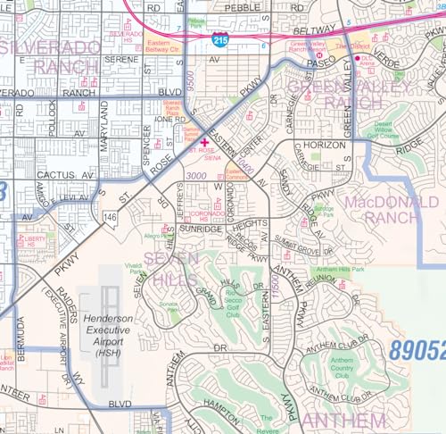 Metro Maps Greater Las Vegas NV Detailed Region Wall Map (55"x44" Laminated Full Color Road Map)