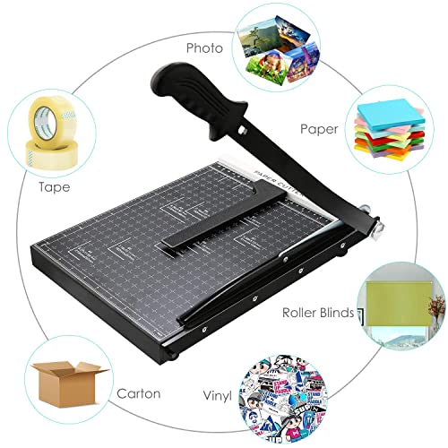 A4 Professional Paper Cutter Lever Cutter 47 cm Metal Cutter 32 x 25 x 3 cm Rotary Cutter Photo Cutter for School and Office, Black