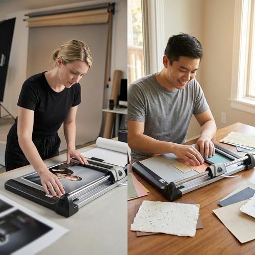 Heavy Duty Rotary Paper Cutter 15 Sheet, 14" Precision Paper Trimmer with Auto Clamp, Clean Cuts for Cardstock, Photos, Crafts & Office Use