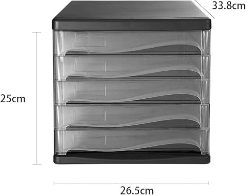 ELUKHT Office Filing Storage File Cabinets Family Desk Decoration File Cabinets Storage Box 5 Drawers Plastic Desk File Cabinet Organizer Office Supplies,Black (Black)