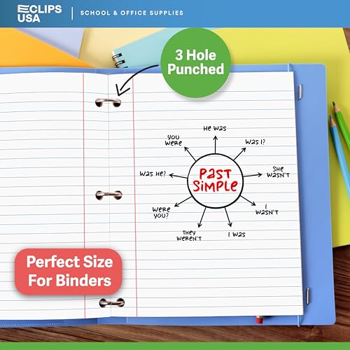 Wide Ruled Loose Leaf Paper Wide Ruled Notebook Paper Lined Writing Filler Paper 10.5” x 8” 56 gsm 2400 Sheets 100 Sheet Per Pack (24 Pack)