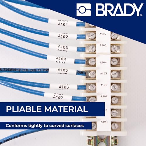 Brady Authentic (M4C-125-342) PermaSleeve® Heat-Shrink Labels Polyolefin 0.125 in Black on White, 7 ft roll. for use with The BMP41, BMP51, and M511 Label Printers