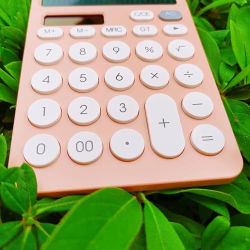 QERTYHJK 12 Digit Desk Calculator Large Big Buttons Financial Business Accounting Tool Battery and Solar Power