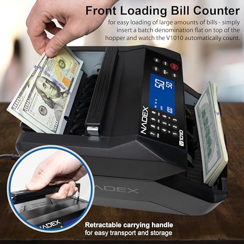 Nadex V1010 Bill Counter, Batching, Value Counting, Counterfeit Detection, 1000 Notes/Minute