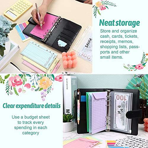 ONMYJFD A6 Binder Budget Cash Envelope System Organizer,12 Patterns Budget Envelopes,Storage Bag, Alphabet Stickers, for Money Planner(E)