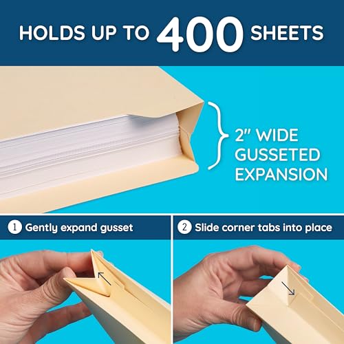 Blue Summit Supplies 50 Expandable File Folders, Legal Size, 2", Manila