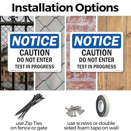 Caution Do Not Enter Test In Progress OSHA Notice Aluminum Sign 18 Inch x 12 Inch - 10 Pack