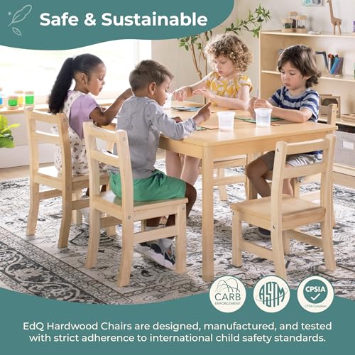 Guidecraft EdQ Hardwood Kids Chair Set of 2-Natural: Ladderback Wooden Chair for Children Ages 2-3 with 10" Seat Height | Kids Furniture for Playroom, Daycare, Preschool and Classroom Seating