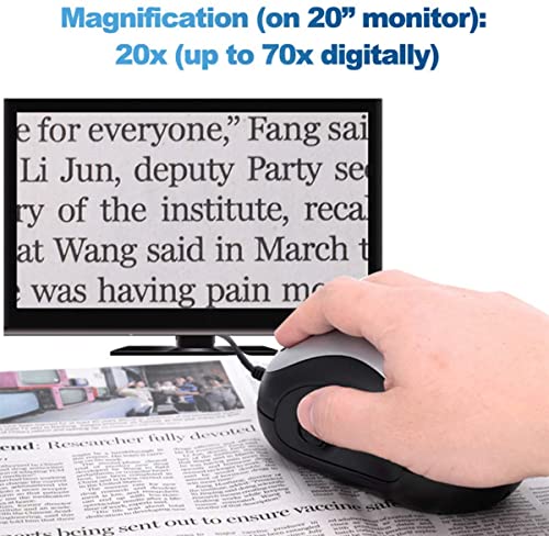 Electronic Low Vision Reading Aid - Portable Mouse Digital Magnifier with 10 Color Modes and Image Freeze for Visually Impaired, Parental Gift,Silver