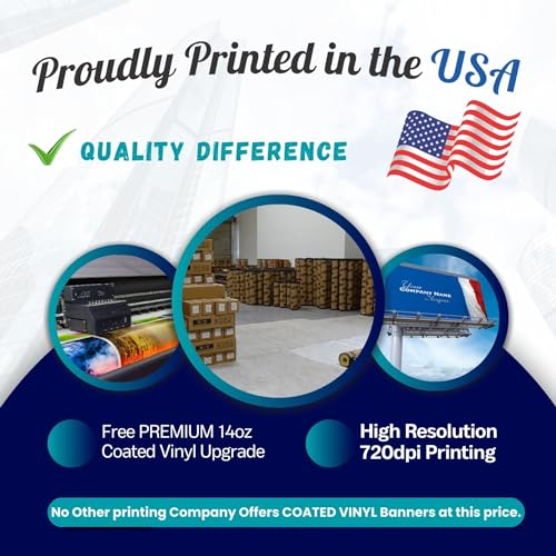 Custom Vinyl Banner, 14oz Premium Coated Vinyl, Full Color, indoor/outdoor Heavy Duty Sign, Design Online or Print Your Design file. 1 Sided (8 X 6 ft (H X W))
