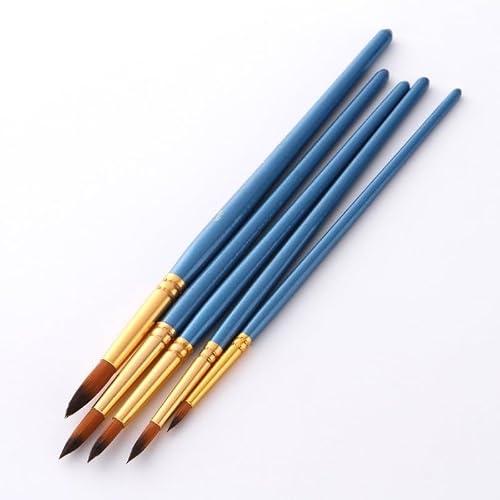 UOHLCX HBJWOV 5Pcs Paint Brushes Set Nylon Hair Painting Brush Short Rod for Oil Acrylic Brush Watercolor Brushes Art Supplies
