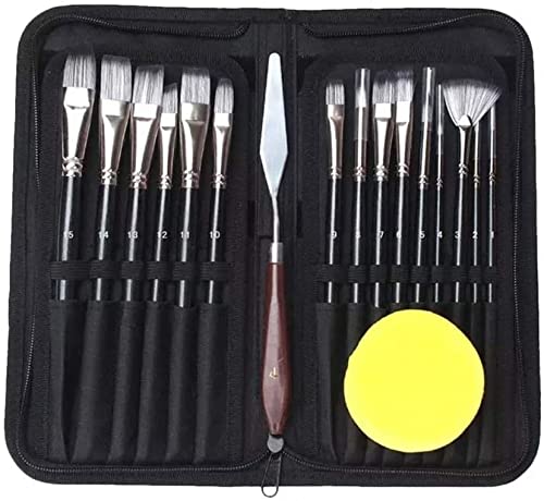 Feilx Art Paint Brushes Set 15 Size Acrylic Brushes for Painting Contains Premium Nylon Hair and Art Knife Sponge Paintbrush Sets