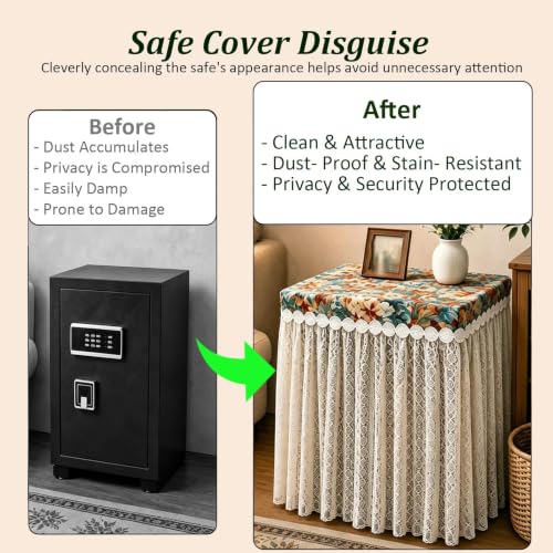 Protective Safe Cabinet Cover with Lace Decorative Trim, Concealed Safe Box